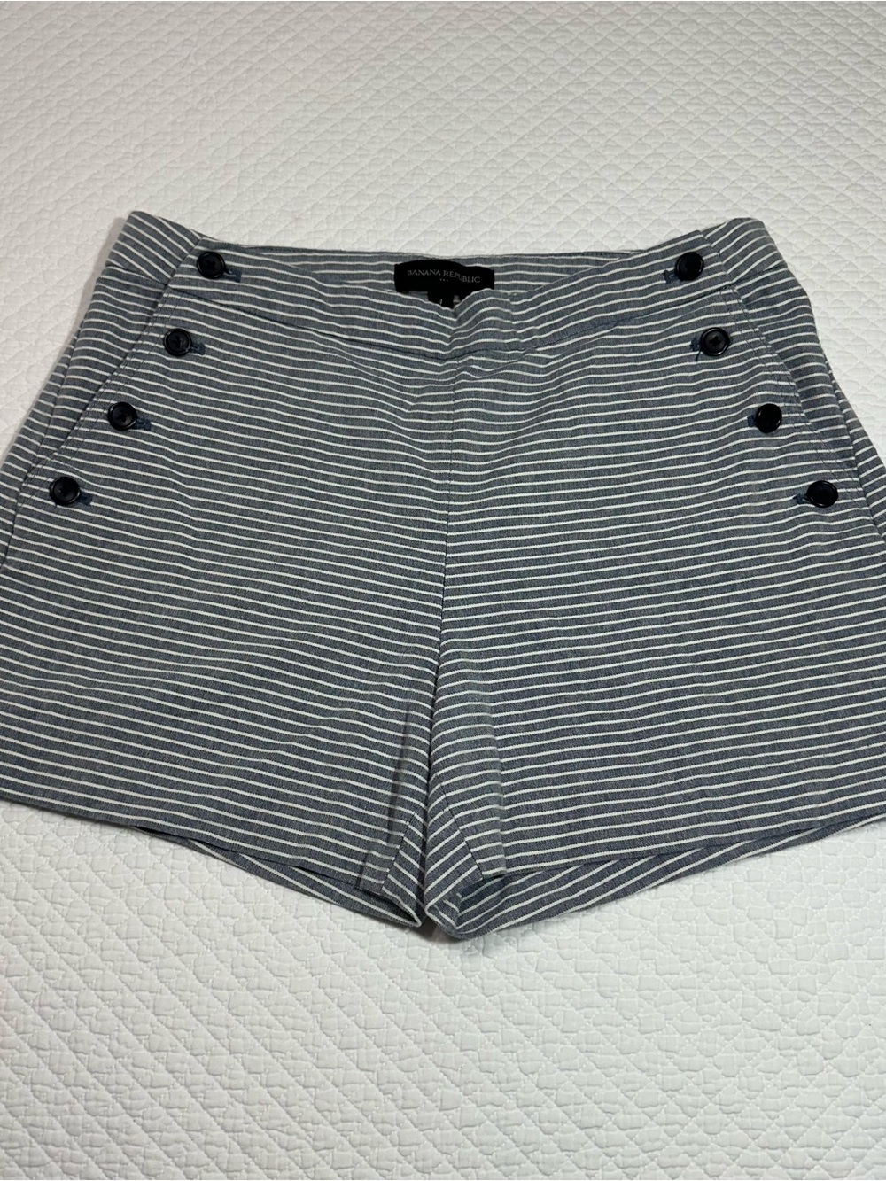 Banana Republic Navy & White Striped High-Waist Sailor Shorts